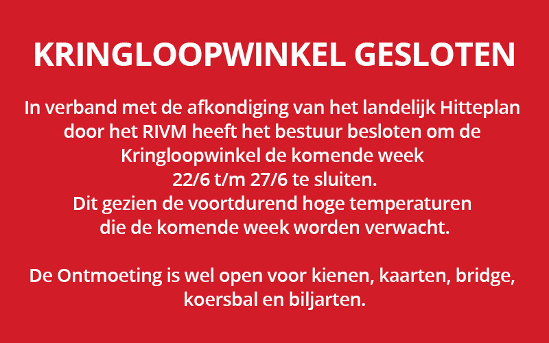 Kringloopwinkel gesloten