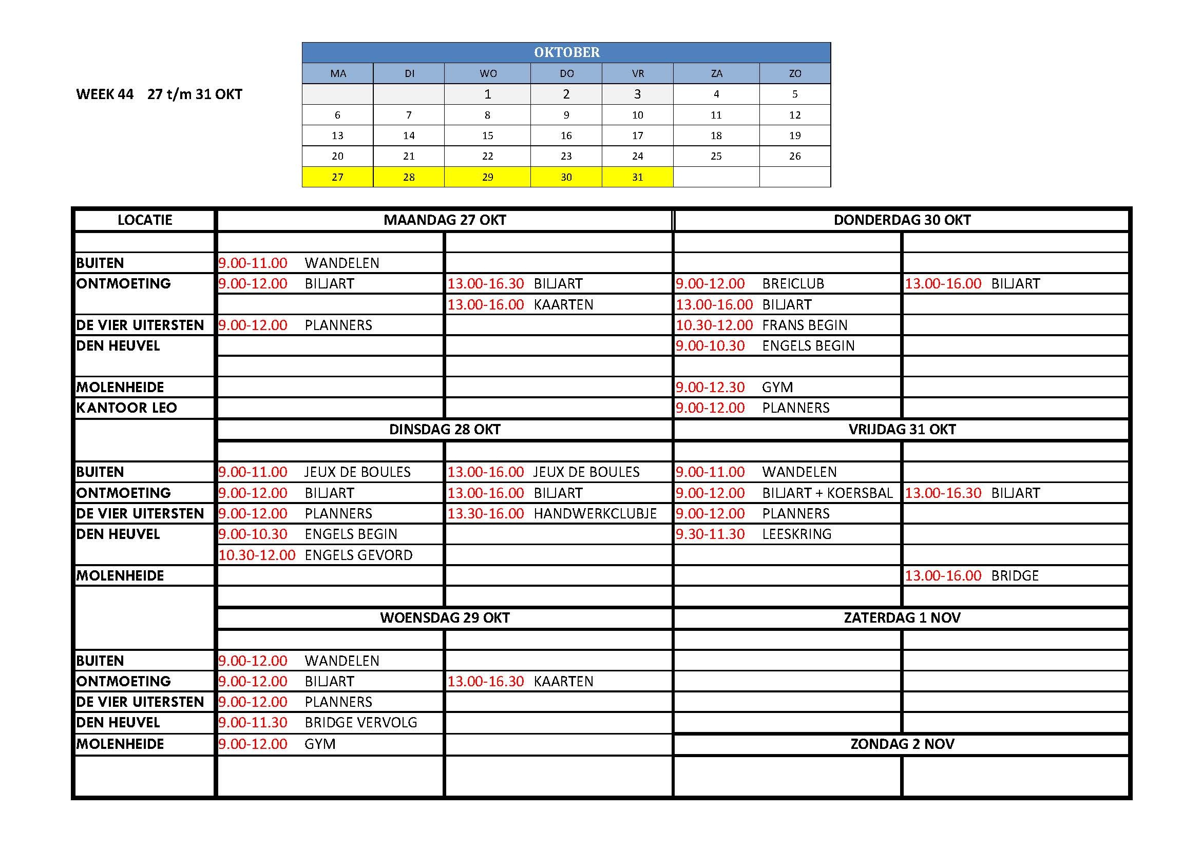 PLANNING WK 44